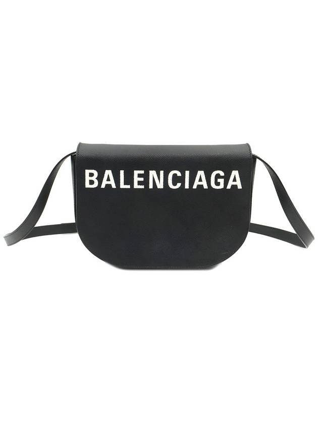 Balenciaga 542207 Black leather lettering logo Bill Day gold plated small cross bag