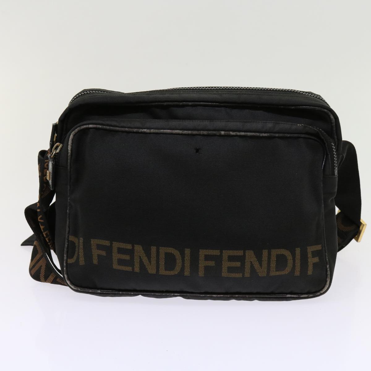 FENDI Zucca Canvas Shoulder Bag Coated Canvas 2Set Brown Blackbs10493
