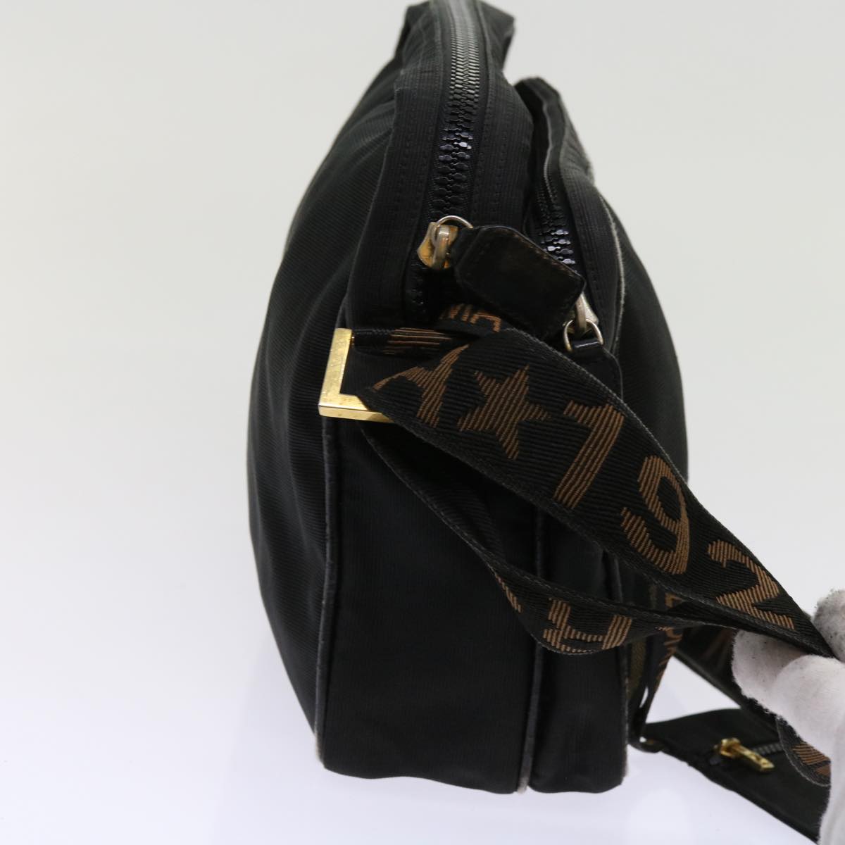 FENDI Zucca Canvas Shoulder Bag Coated Canvas 2Set Brown Blackbs10493