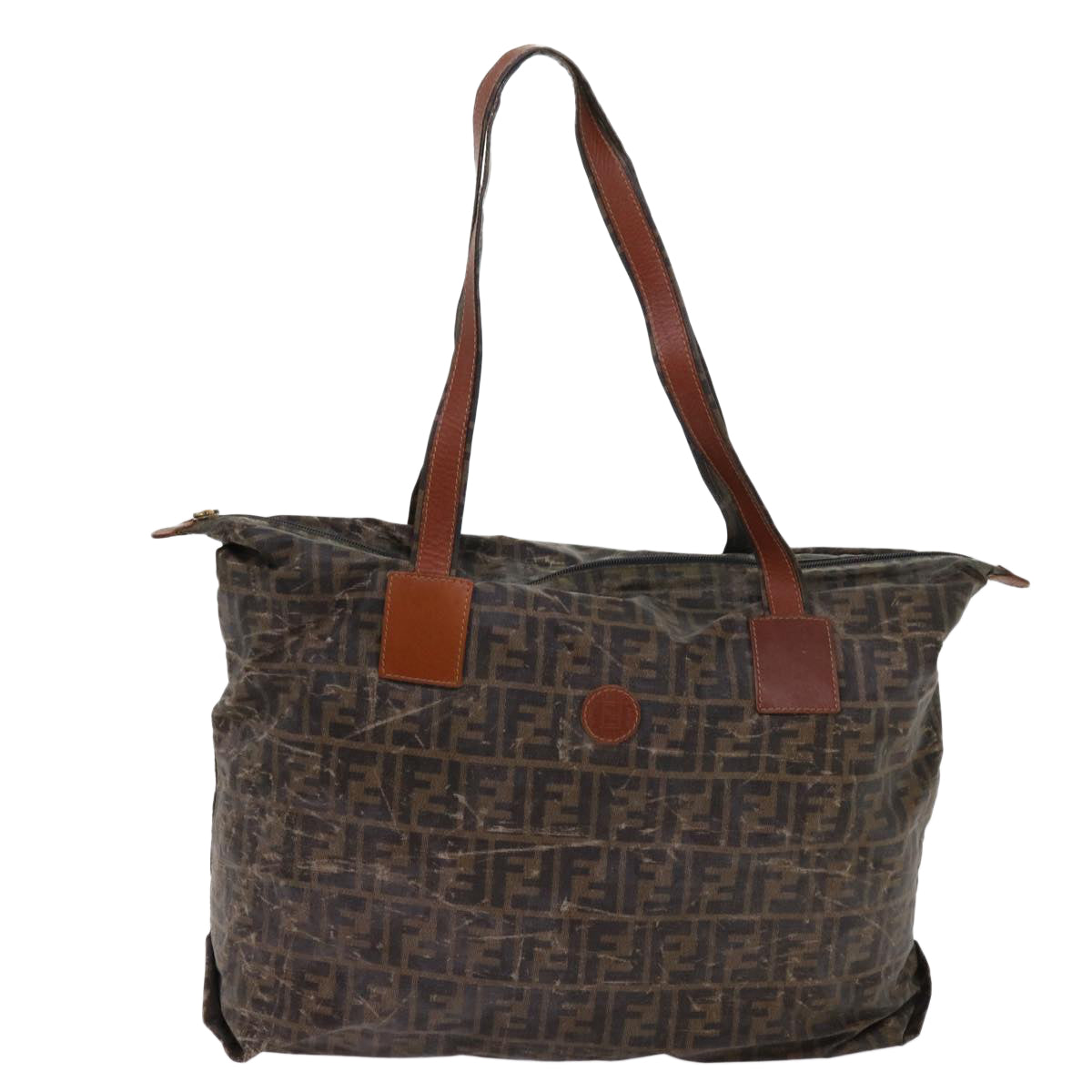 FENDI Zucca Canvas Shoulder Bag Coated Canvas 2Set Brown Blackbs10493