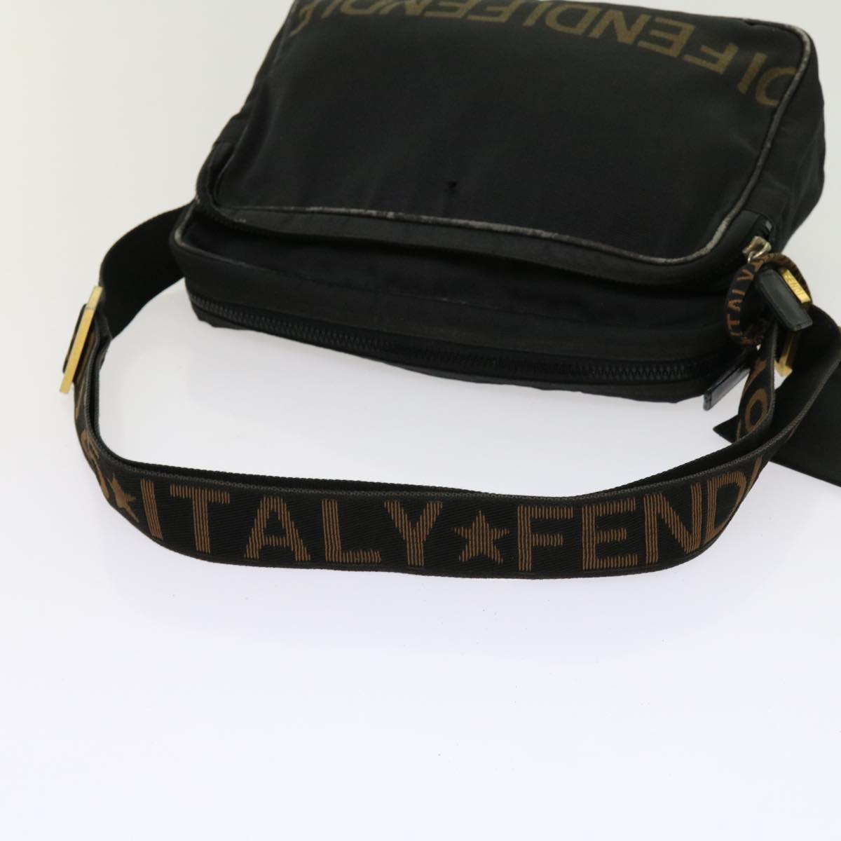 FENDI Zucca Canvas Shoulder Bag Coated Canvas 2Set Brown Blackbs10493