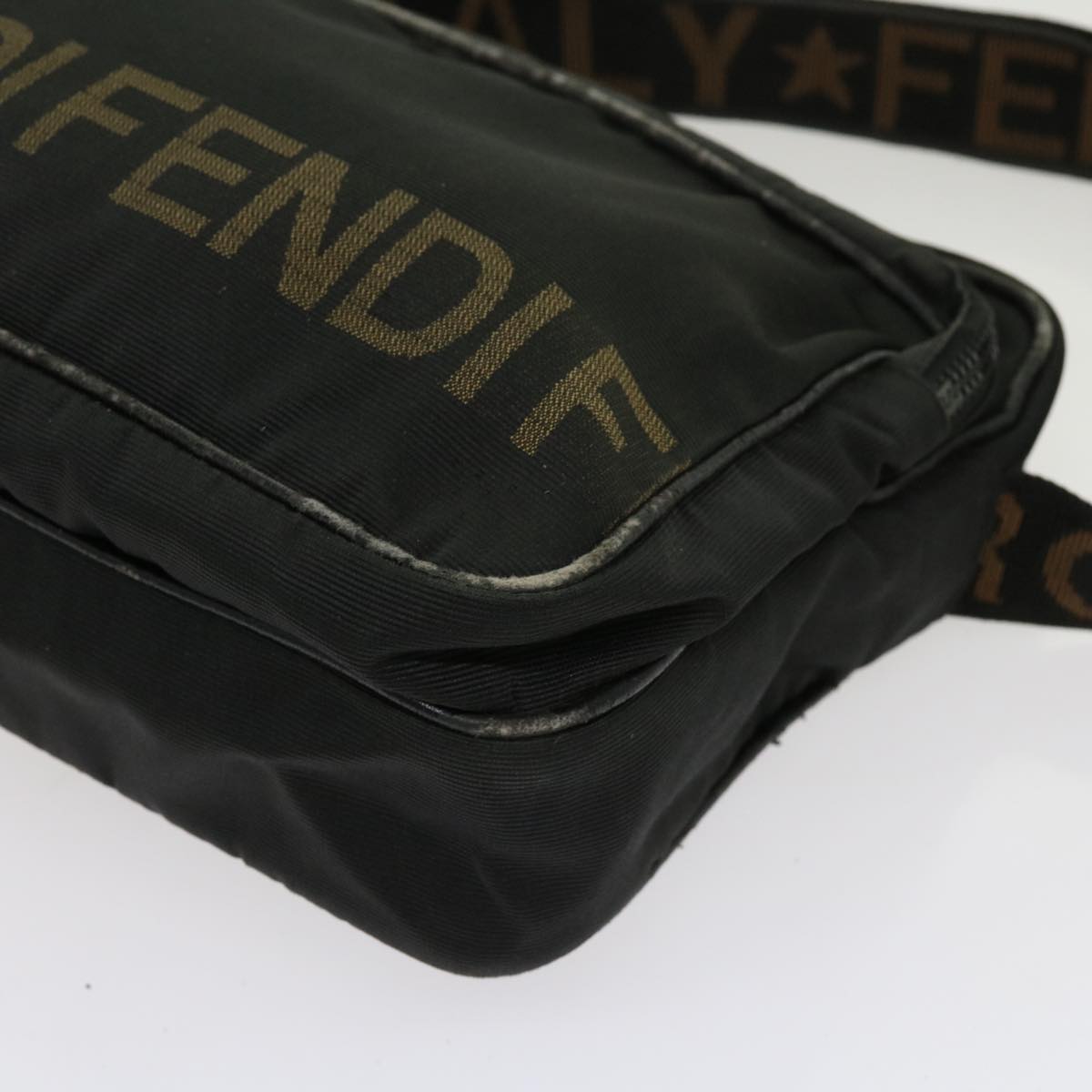 FENDI Zucca Canvas Shoulder Bag Coated Canvas 2Set Brown Blackbs10493