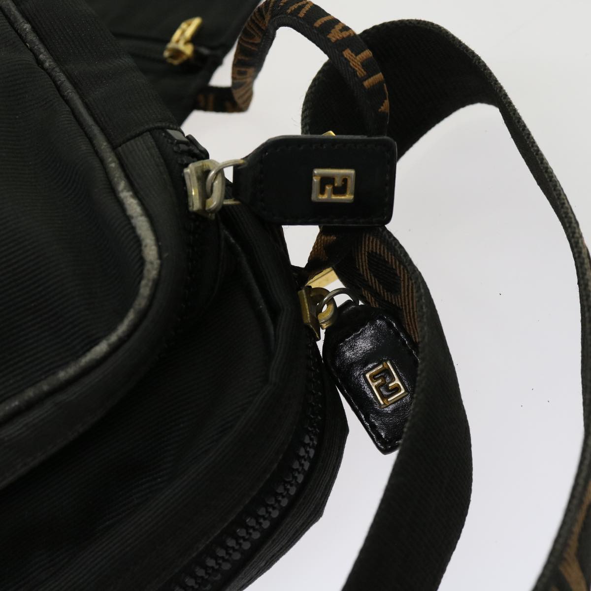 FENDI Zucca Canvas Shoulder Bag Coated Canvas 2Set Brown Blackbs10493