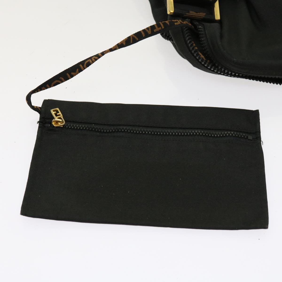 FENDI Zucca Canvas Shoulder Bag Coated Canvas 2Set Brown Blackbs10493