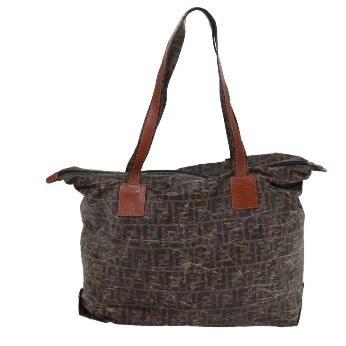 FENDI Zucca Canvas Shoulder Bag Coated Canvas 2Set Brown Blackbs10493