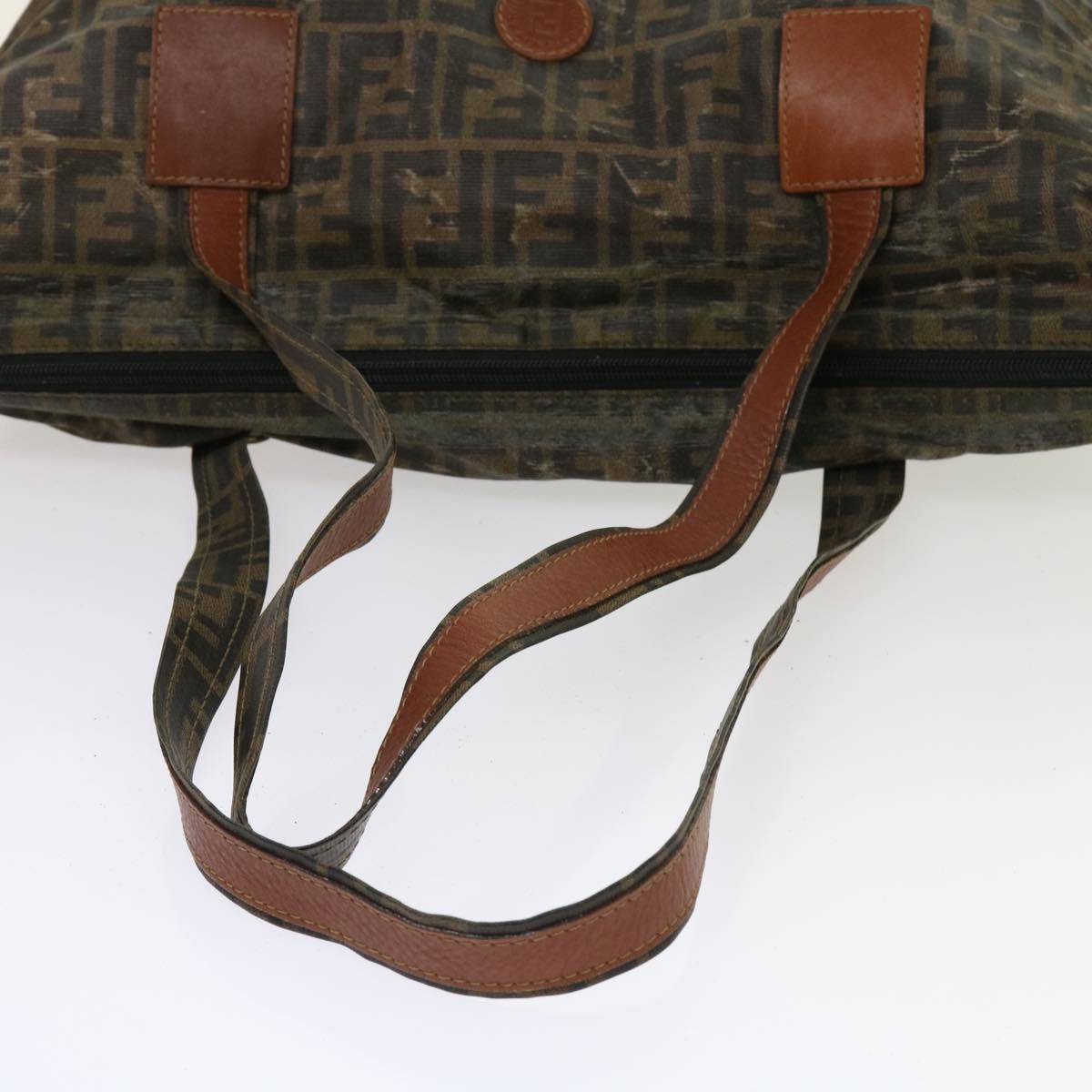 FENDI Zucca Canvas Shoulder Bag Coated Canvas 2Set Brown Blackbs10493