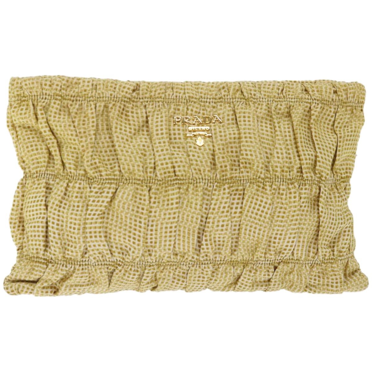 PRADA Clutch Bag Canvas Yellow bs12376