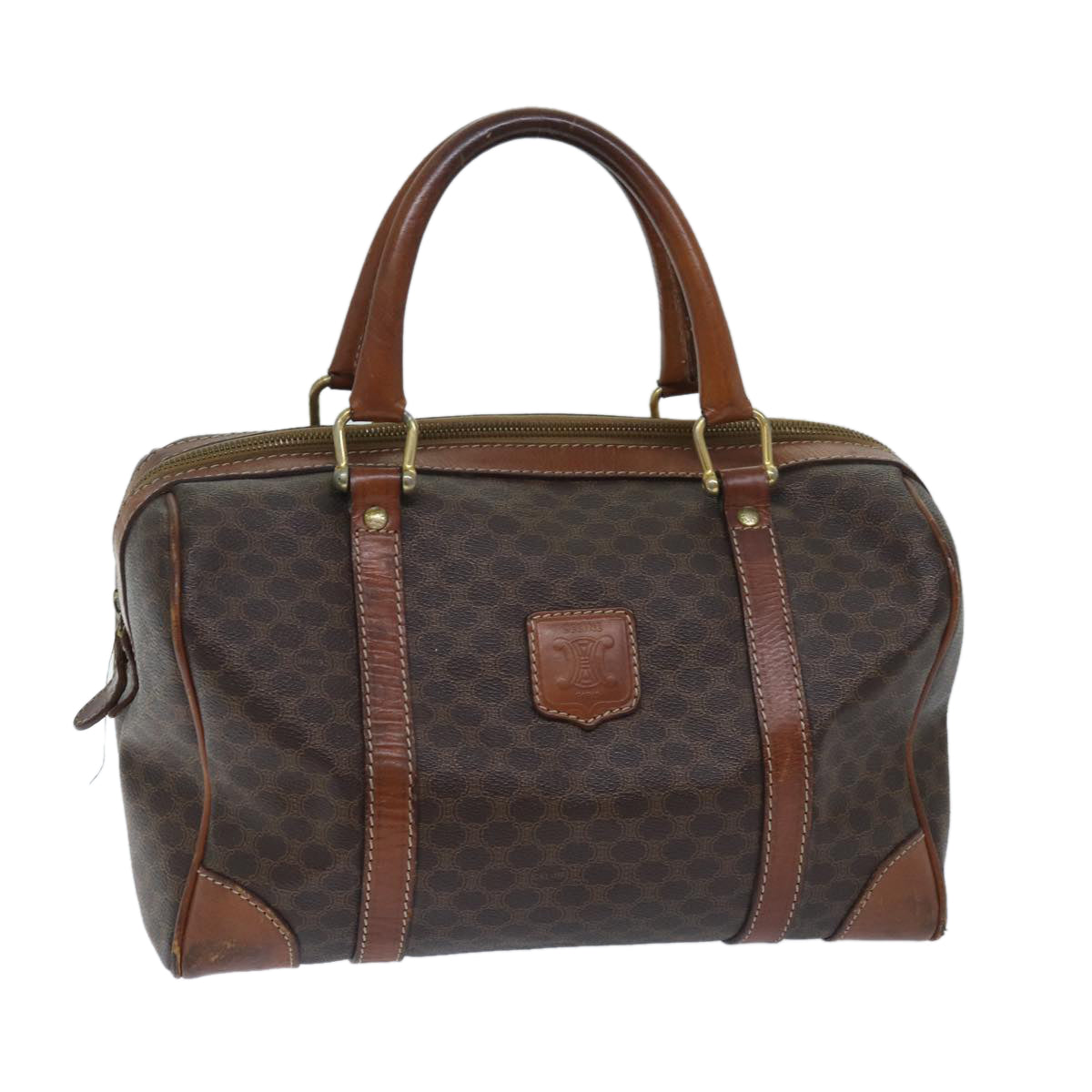 CELINE Macadam Canvas Boston Bag PVC Brown Auth bs13254