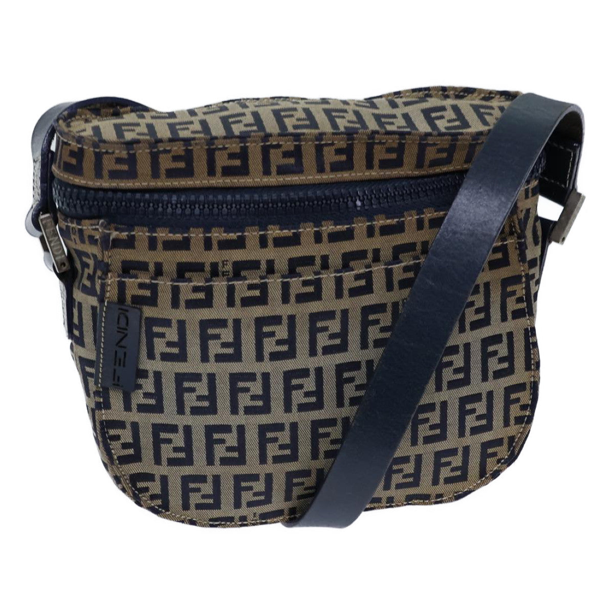FENDI Zucchino Canvas Shoulder Bag Navybs13705