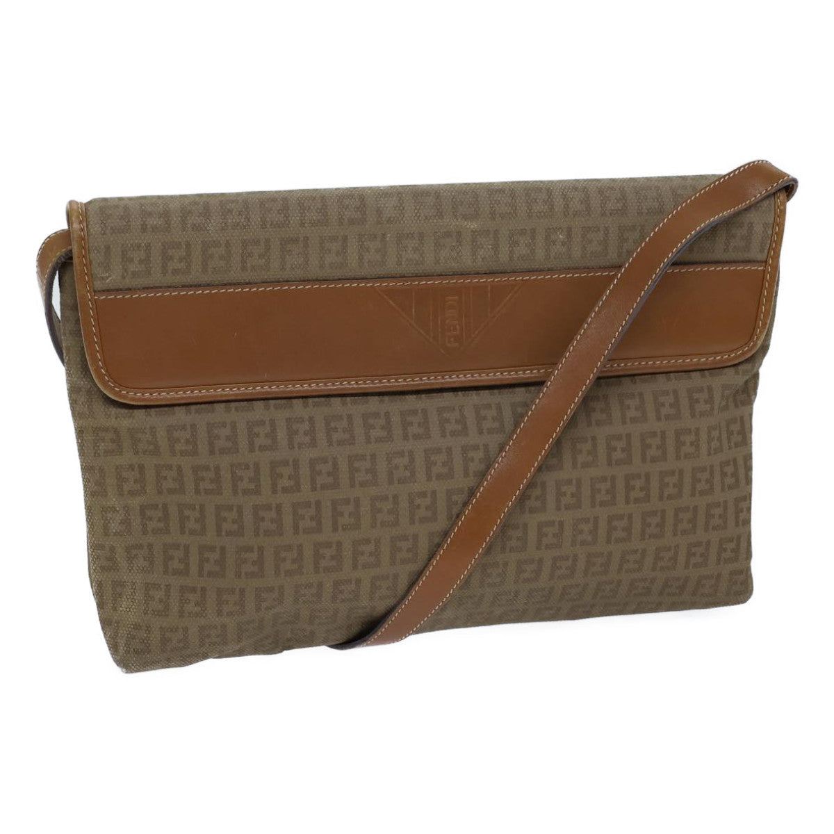 FENDI Zucchino Canvas Shoulder Bag Beigebs13716