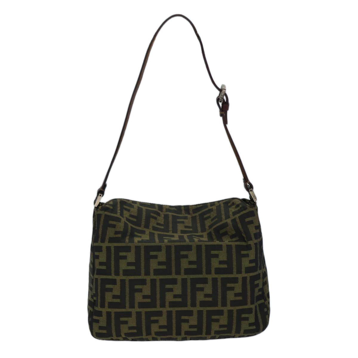 FENDI Zucca Canvas Shoulder Bag Brown Blackbs13717