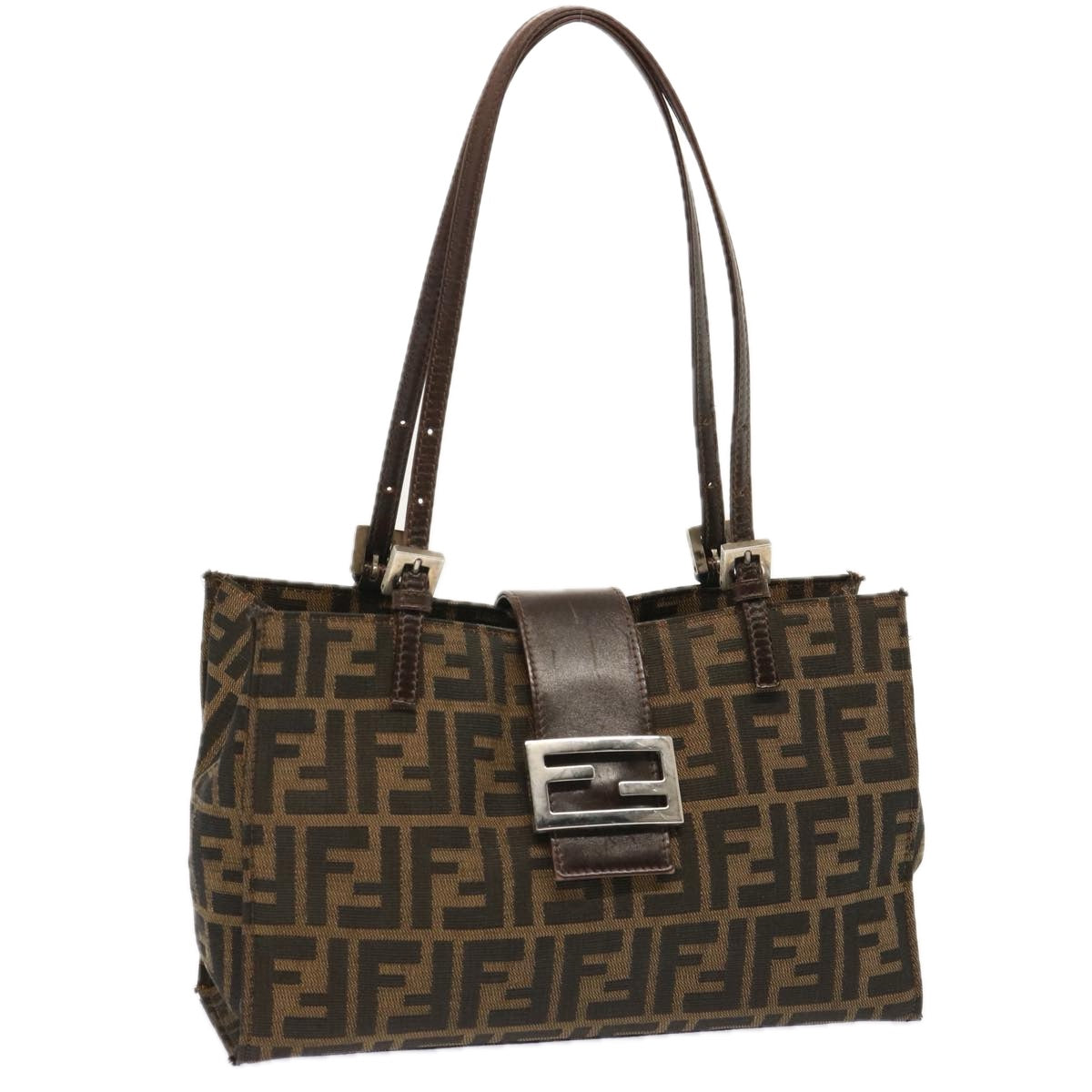 FENDI Zucca Canvas Shoulder Bag Brownbs13765
