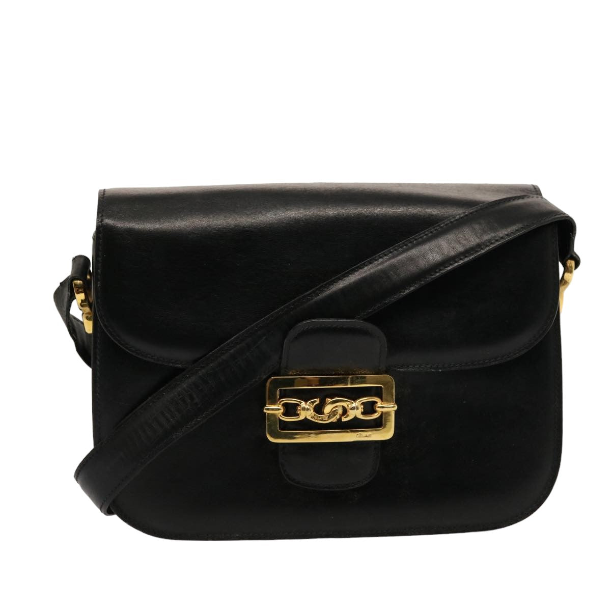 CELINE Horse Carriage Shoulder Bag Leather Black 14806