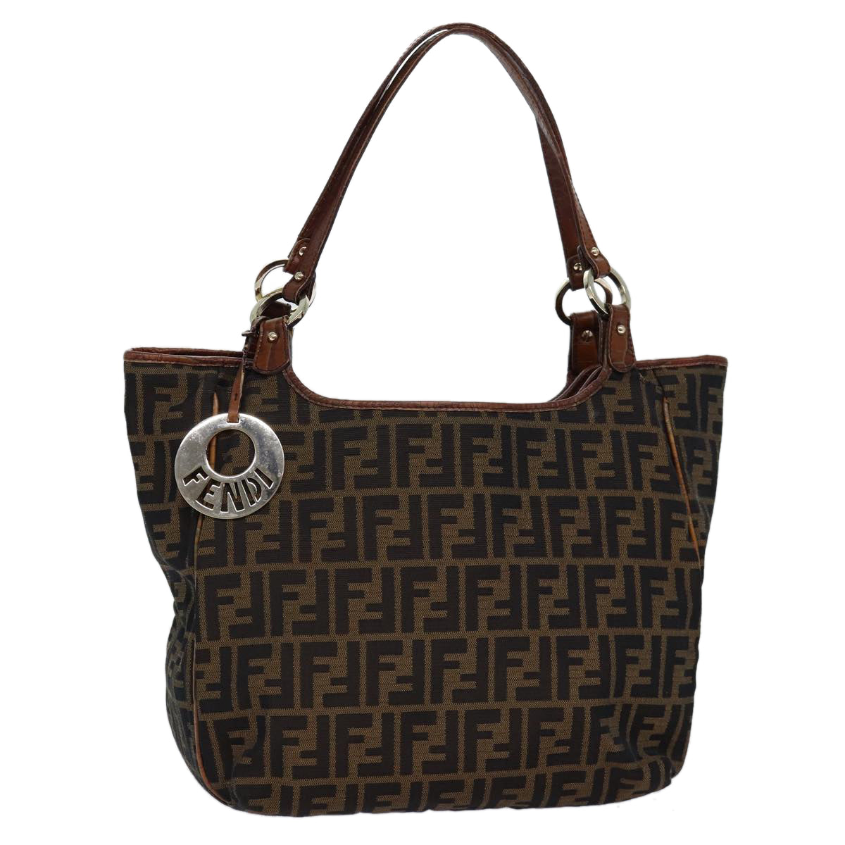 FENDI Zucca Canvas Tote Bag Black Brownbs14857