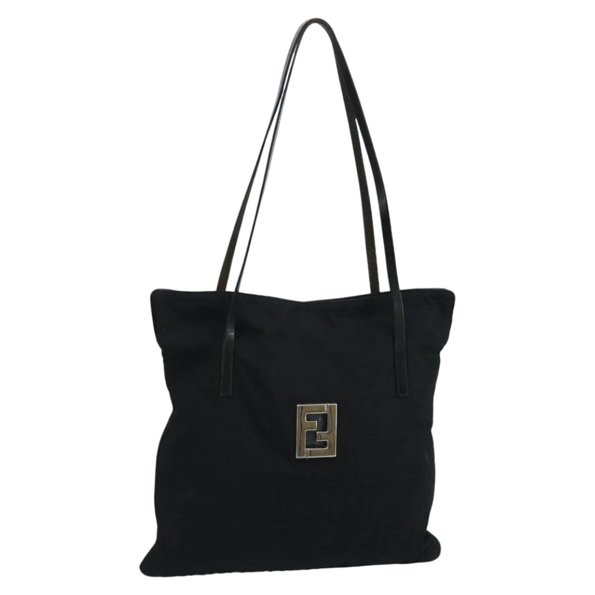 FENDI Zucca Canvas Tote Bag Nylon Leather Black Silverbs20292