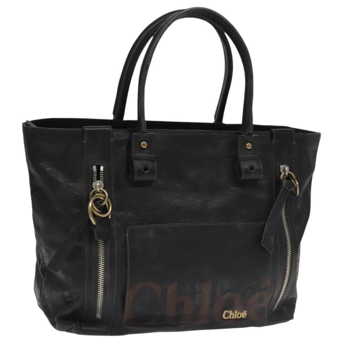 Chloe Tote Bag Leather Black Gold bs20406