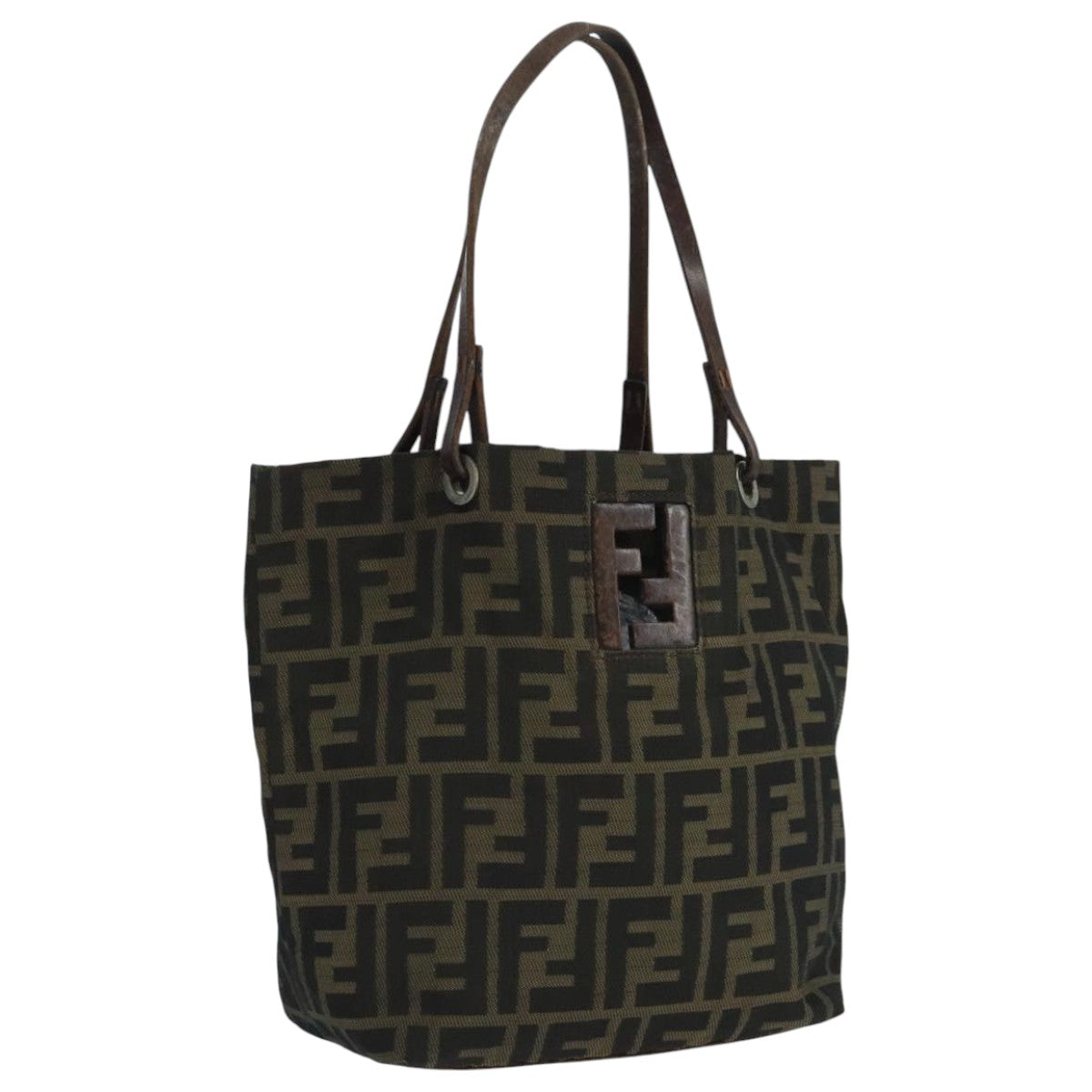 FENDI Zucca Canvas Tote Bag Brown Blackbs20571