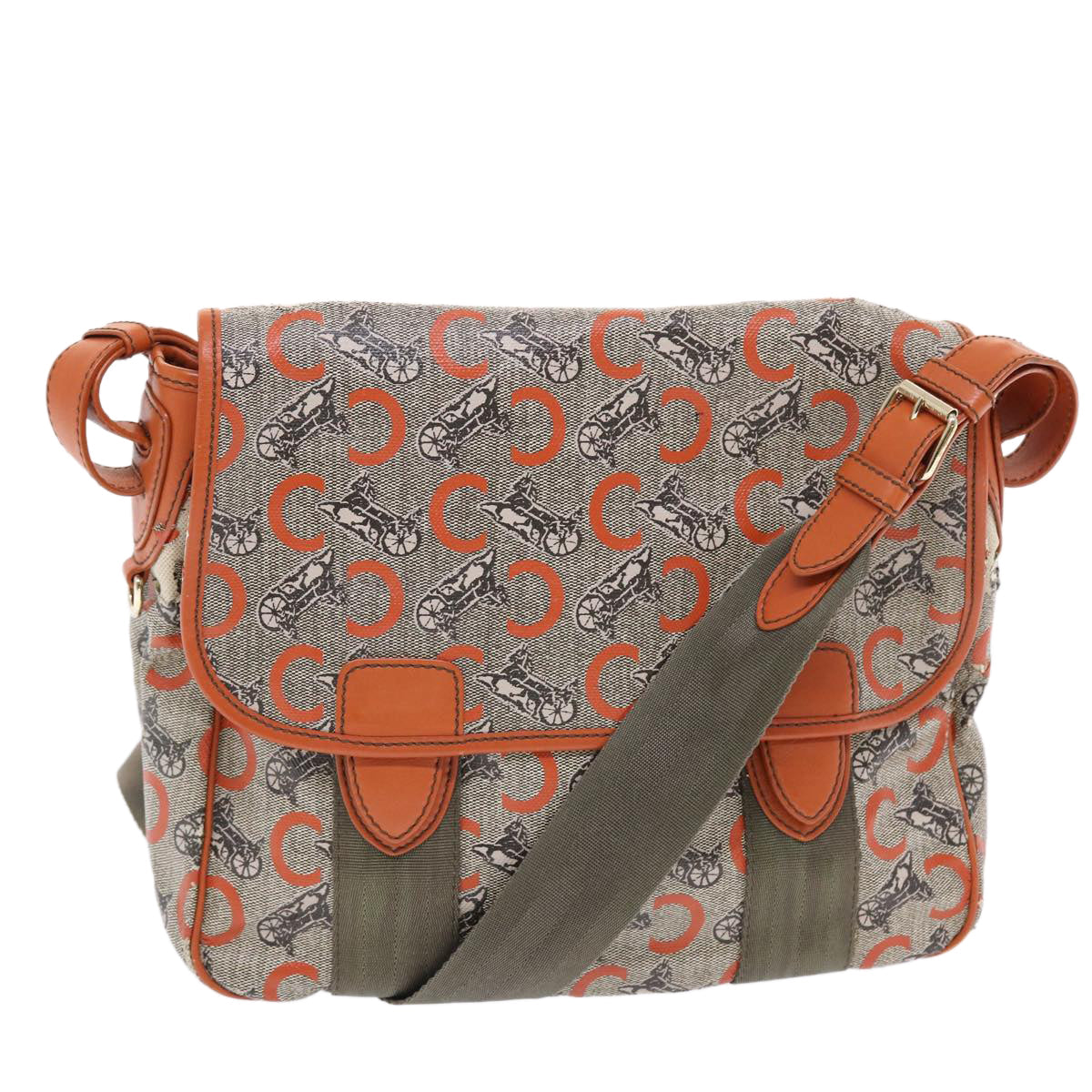 CELINE C Macadam Canvas Shoulder Bag Gray 7140