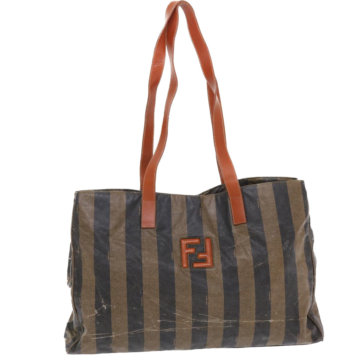 FENDI Pecan Canvas Tote Bag Coated Canvas Brown Black bs7173