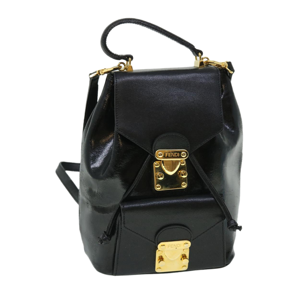 FENDI Backpack Leather Blackbs7930