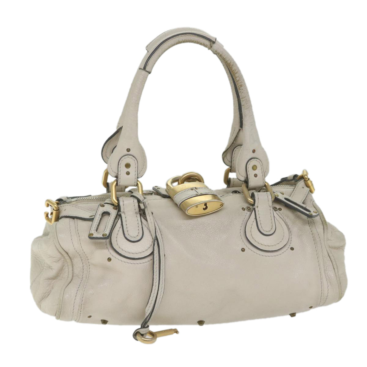 Chloe Paddington Shoulder Bag Leather White bs9705