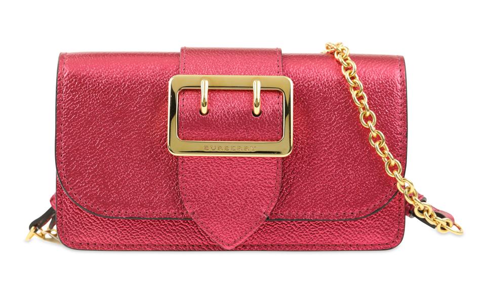 Burberry Buckle Mini Metallic Pink Leather Cross Body Bag