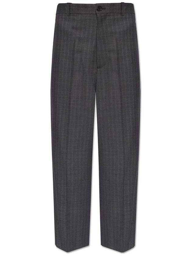 Balenciaga crop detail straight pants gray