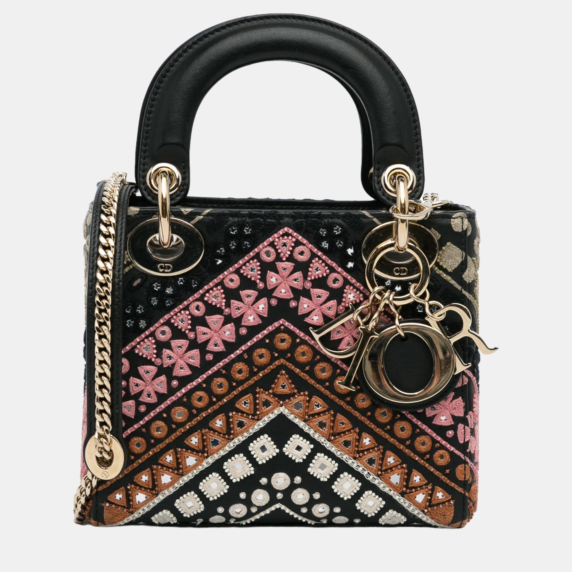 Dior Black Mini Embroidered Lady Dior