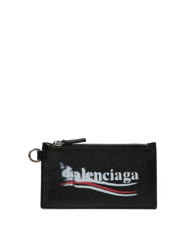 Balenciaga Wave Logo Strap Card Wallet Black