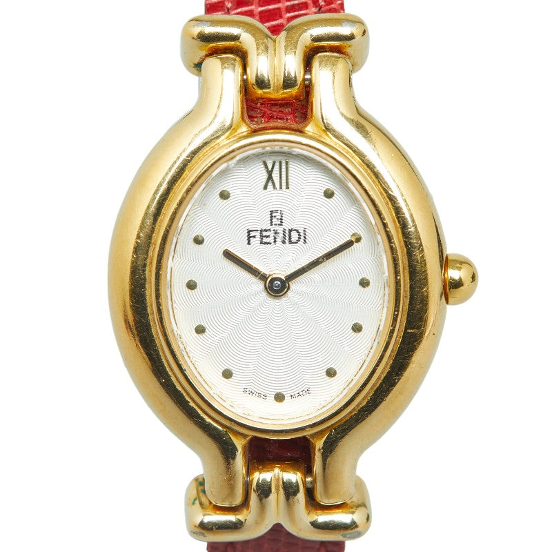 Fendi Overface Watch 640L Quartz White Dial Leather Fendi