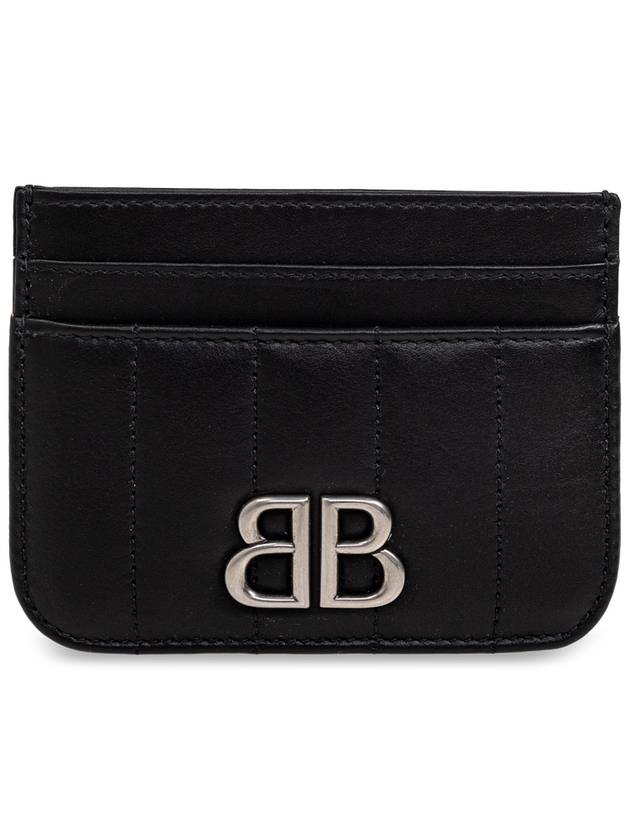 Balenciaga Monaco Leather Card Wallet Black