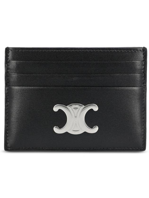 CELINE Triomphe Shiny Calfskin Card Wallet Black