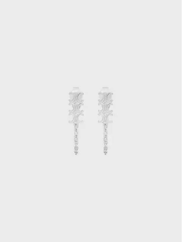 CELINE Triomphe Chain Earrings Rhodium Finish Brass Silver