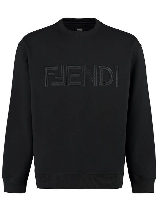 Fendi Embroidered Logo Crew Neck Sweatshirt Black
