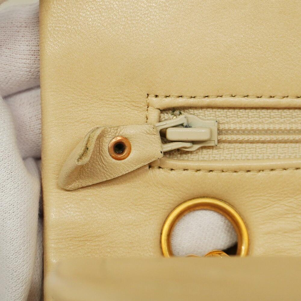 Beige Leather Chanel Flap Bag