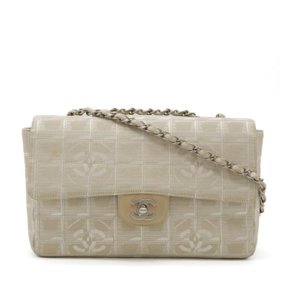 Beige Leather Chanel Travel Line