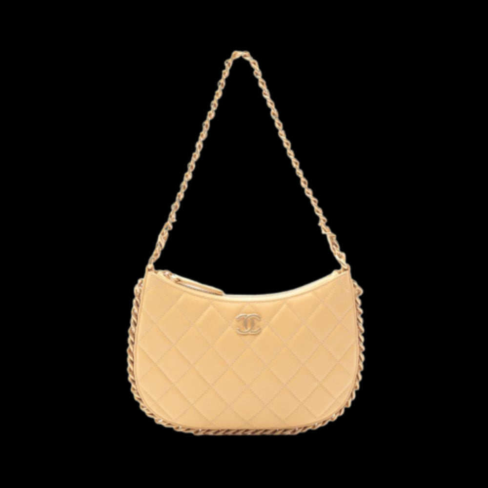 Beige Leather Chanel Crossbody Bag