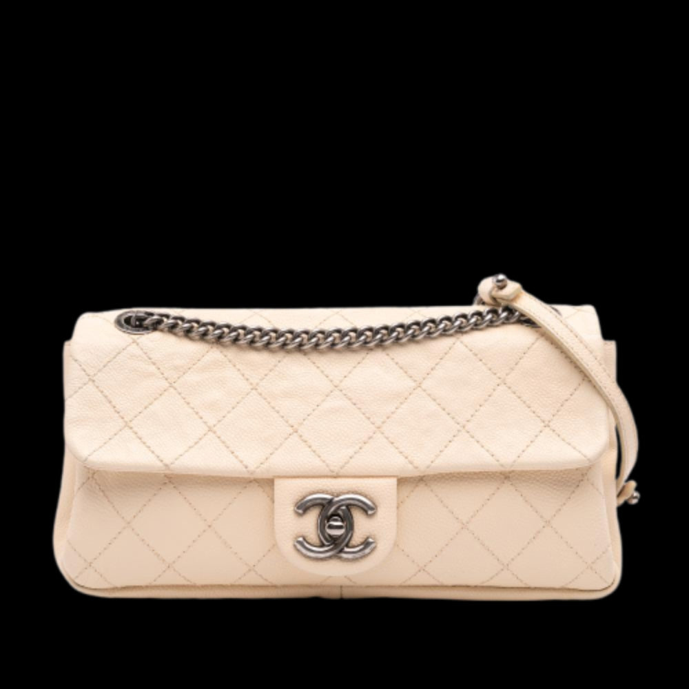 Beige Leather Chanel Flap Bag