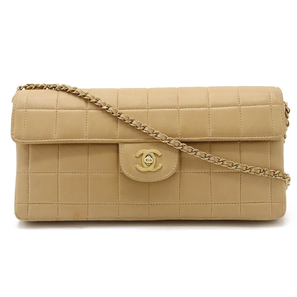 Beige Leather Chanel Crossbody Bag