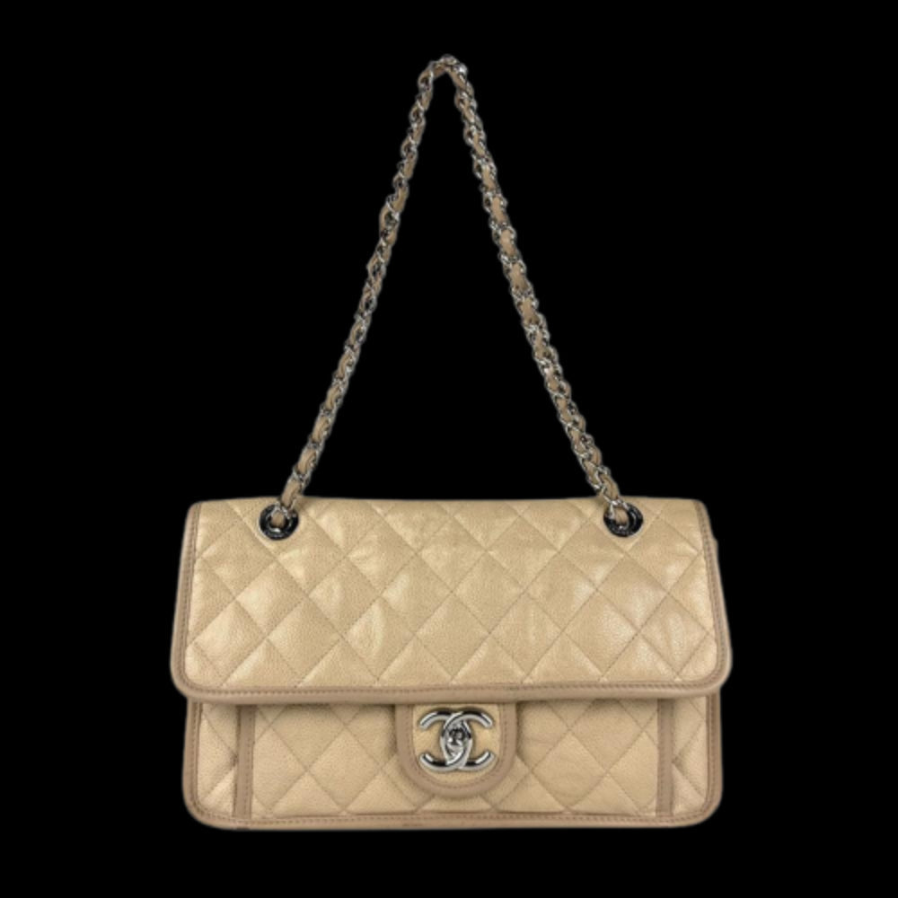Beige Leather Chanel Shoulder Bag