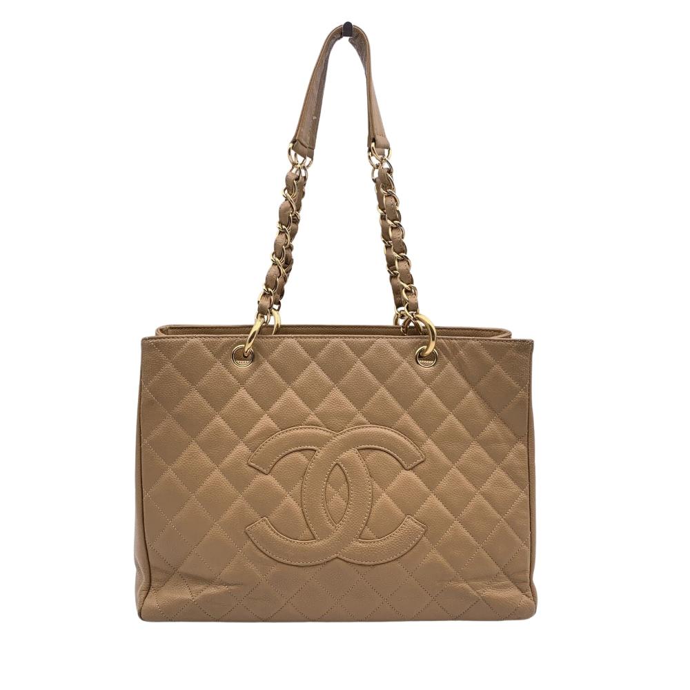 Beige Leather Chanel Tote