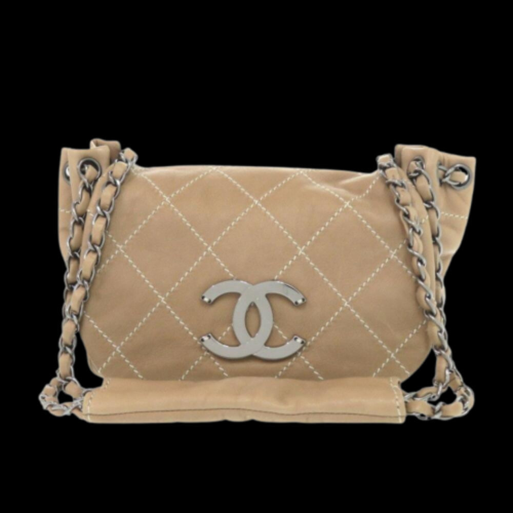 Beige Leather Chanel Shoulder Bag