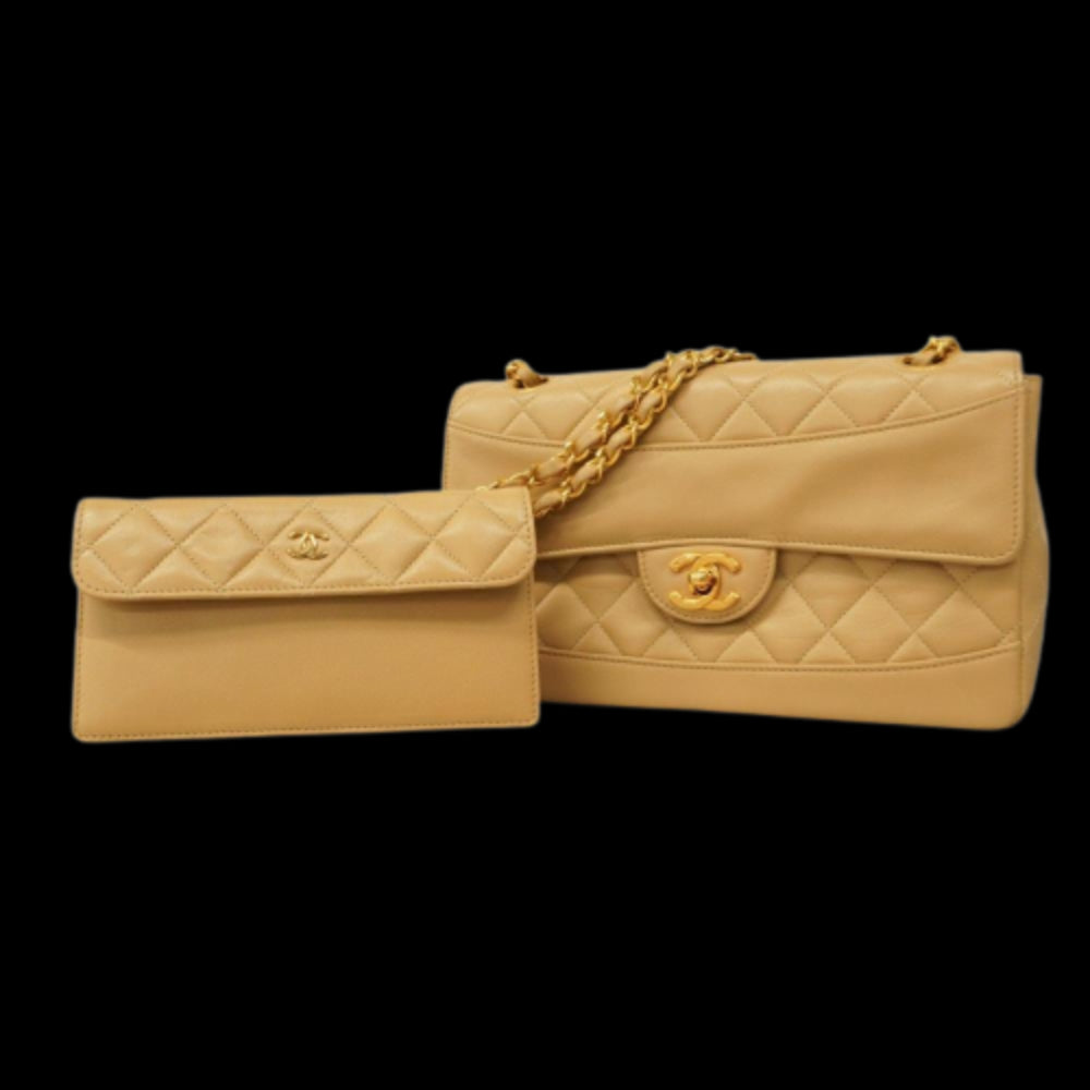 Beige Leather Chanel Shoulder Bag