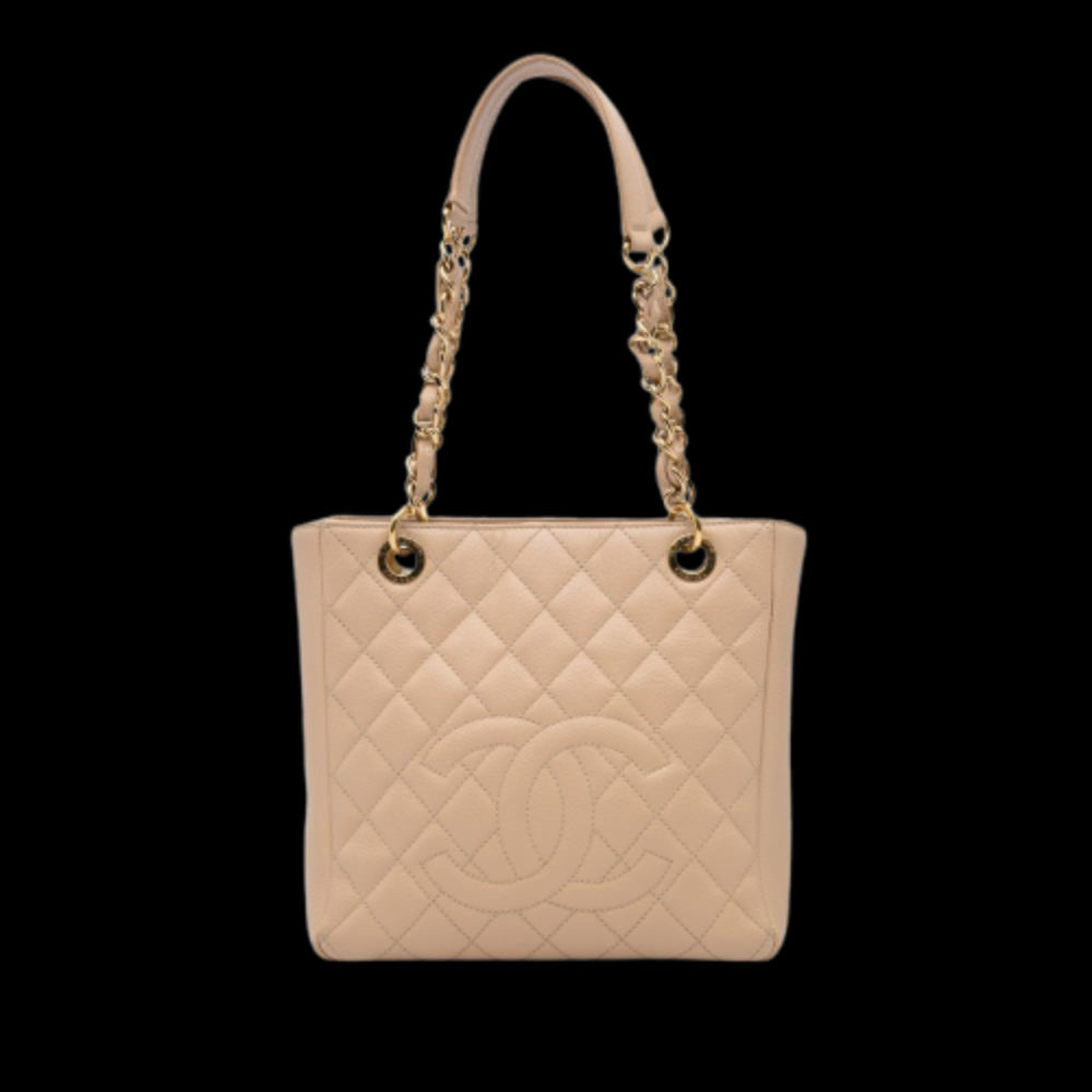 Beige Leather Chanel Tote