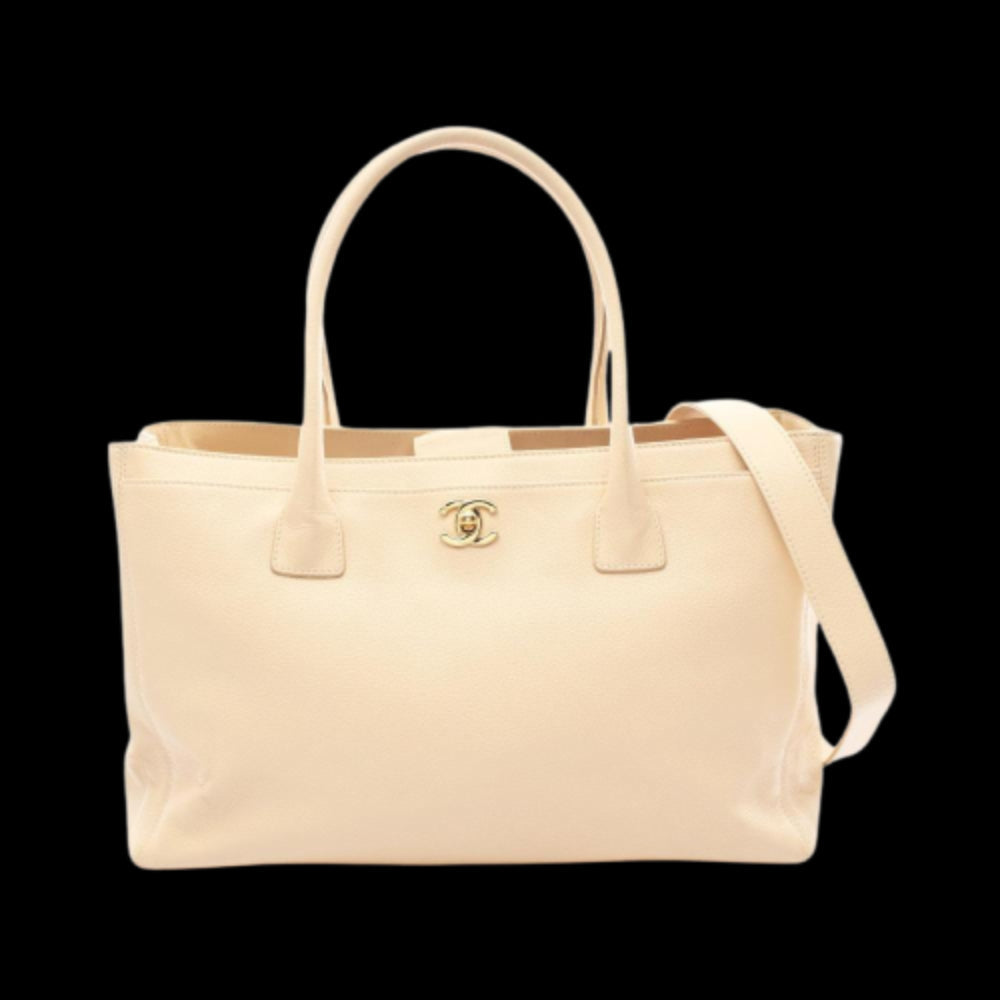 Beige Leather Chanel Tote