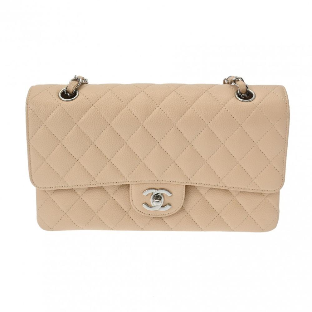 Beige Leather Chanel Flap Bag