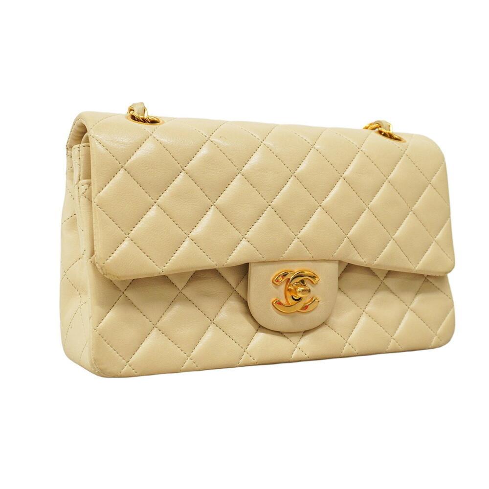Beige Leather Chanel Flap Bag