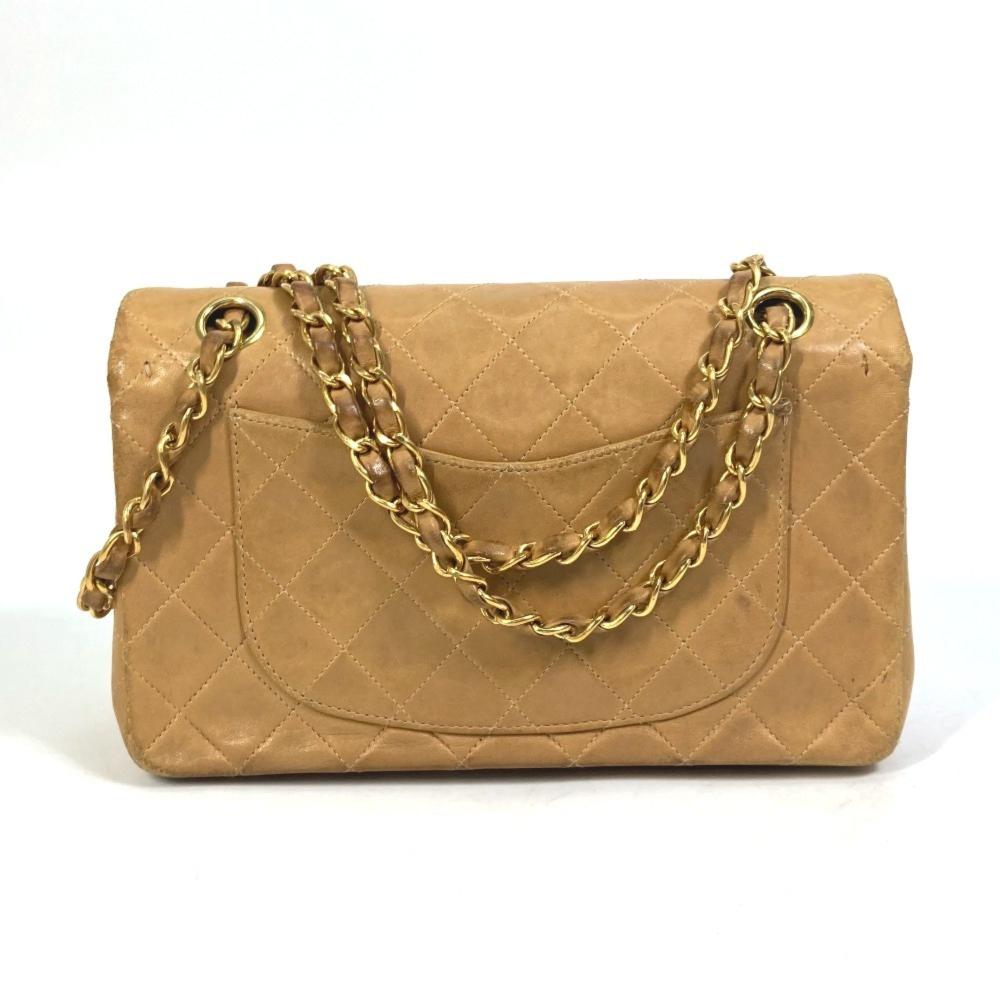 Beige Leather Chanel Flap Bag
