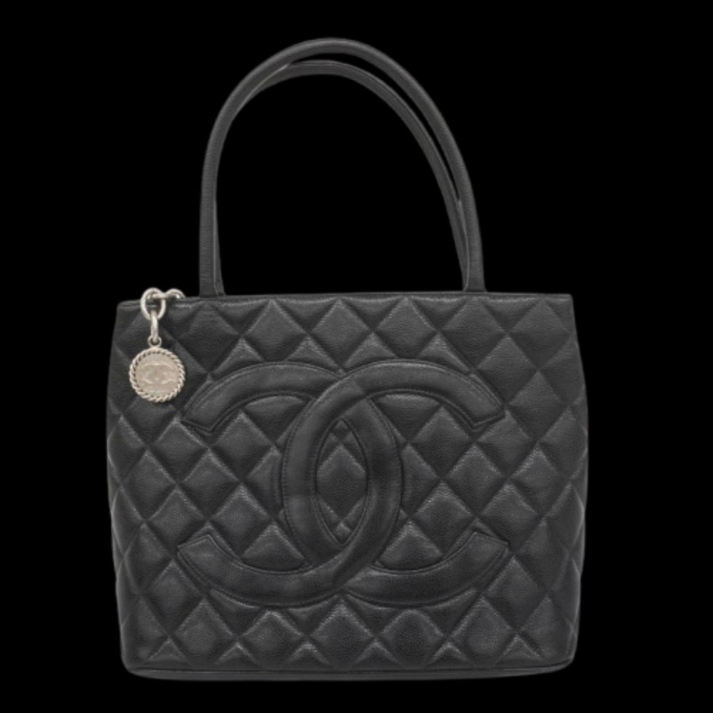 Black Fabric Chanel Tote