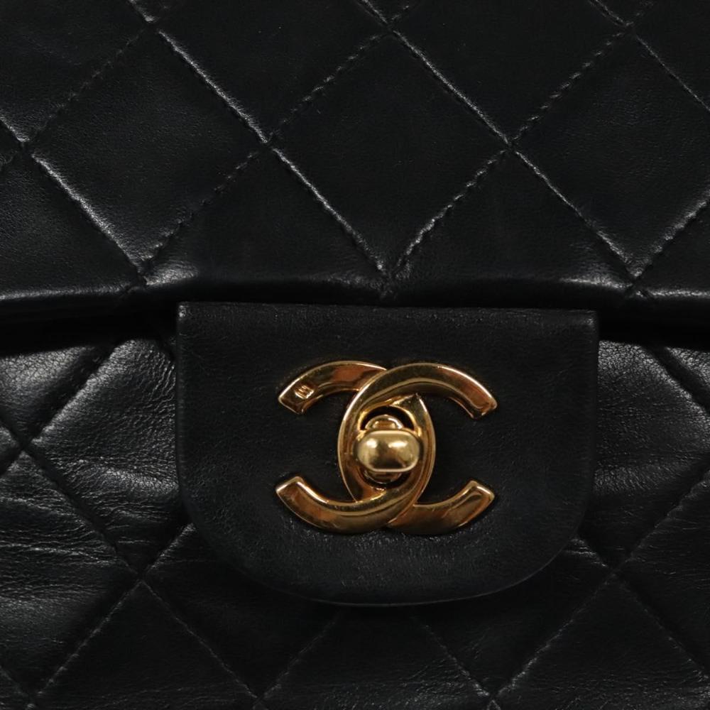 Black Leather Chanel Flap Bag
